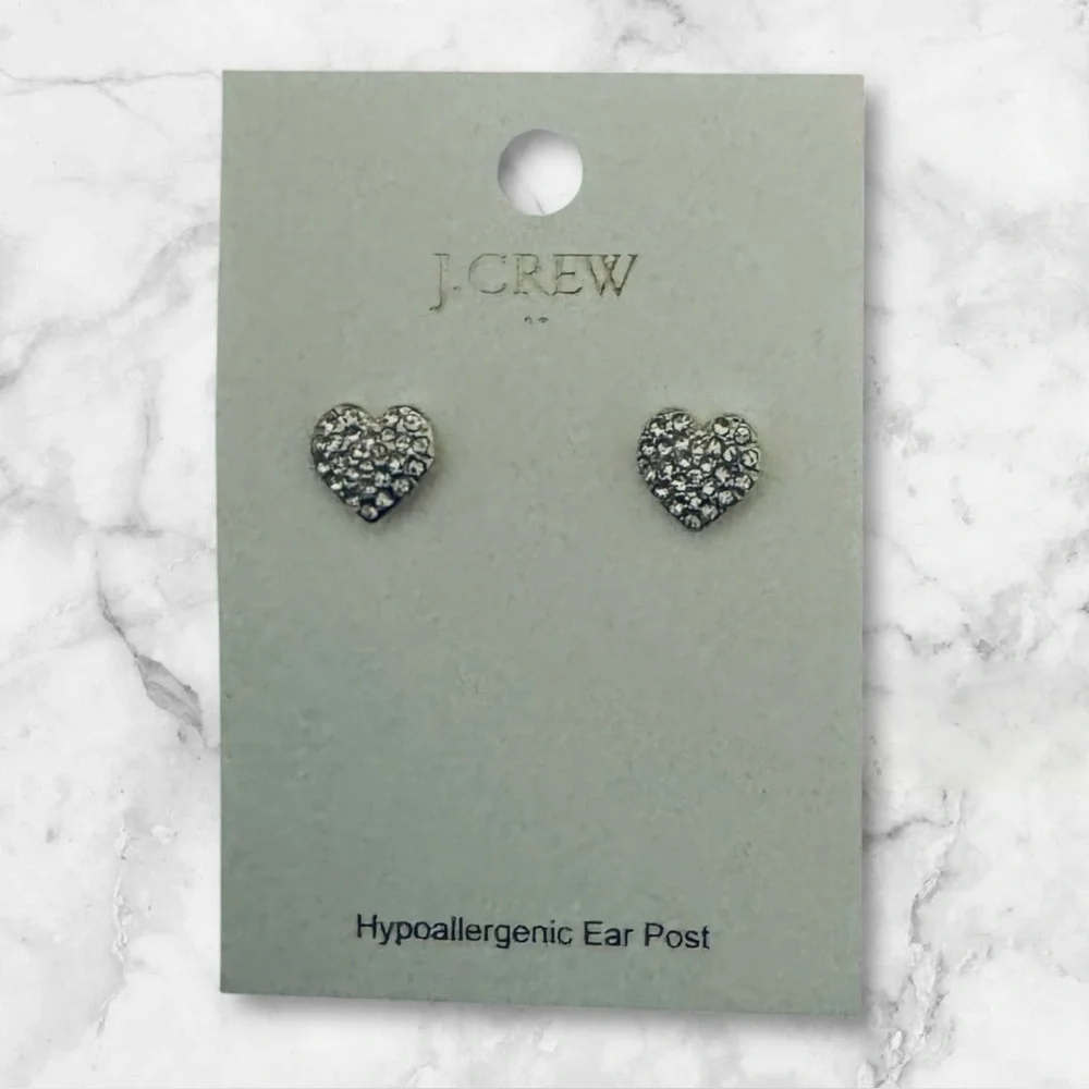 J. Crew Gold Heart Pavé Earrings - Picture 4 of 12